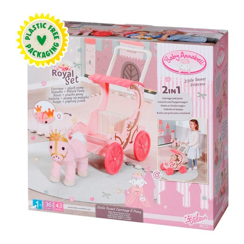 بيبي أنابيل - عربة سحب الدمية مع المهر الوردي