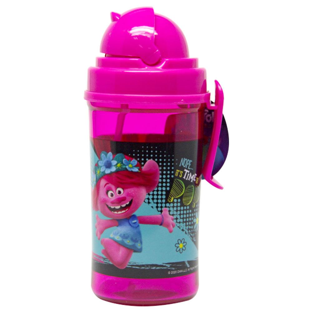 Trolls World Tour Water Bottle With Straw - Pink