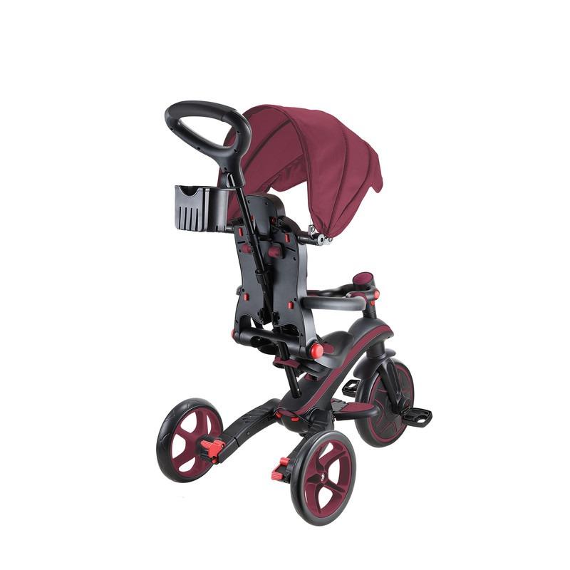 Globber Foldable Explorer Trike 4-in-1 Adjustable Kids Tricycle Burgundy