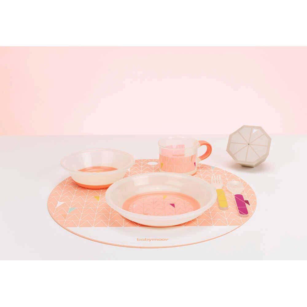 بيبي موف- أدوات طعام مقاومة للإنزلاق- وردي