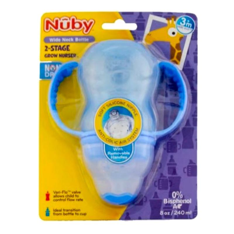 Nuby - 2 Stage Grow Nursery Wide Neck Bottle- Assorted