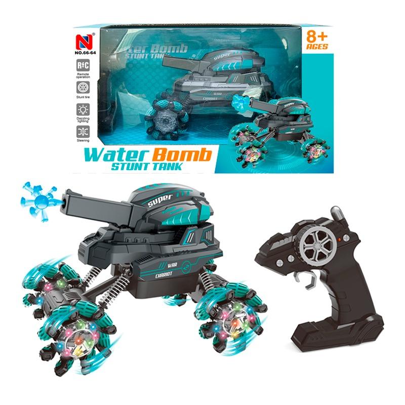 2.4g RC Water Bomb Stunt Tank Car With Light - Multicolor