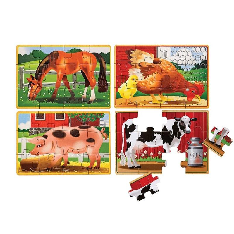 Melissa and Doug Farm 4-in-1 Wooden Jigsaw Puzzles