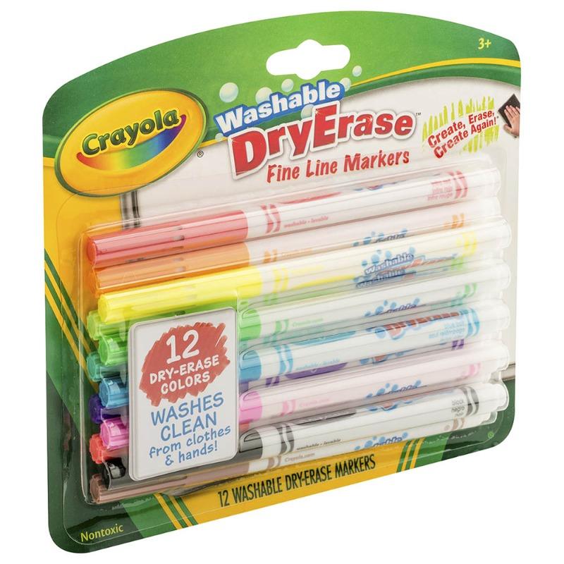 Crayola Washable Dry Erase Fine Line Markers -12 Colors