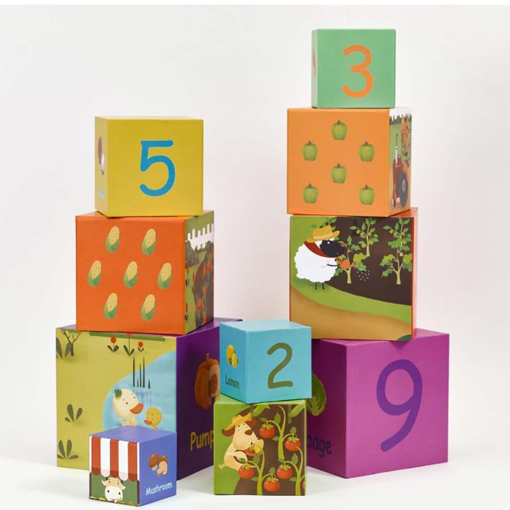 كلاسيك وورلد - مكعبات التكديس بتصميم خضراوات وأرقام
