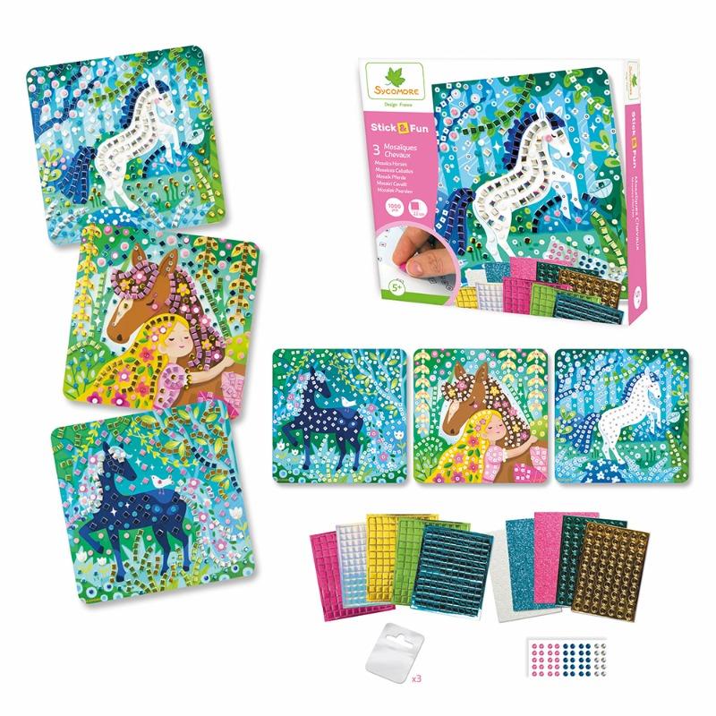 سايكومور - 3 فسيفساء صغيرة - خيول