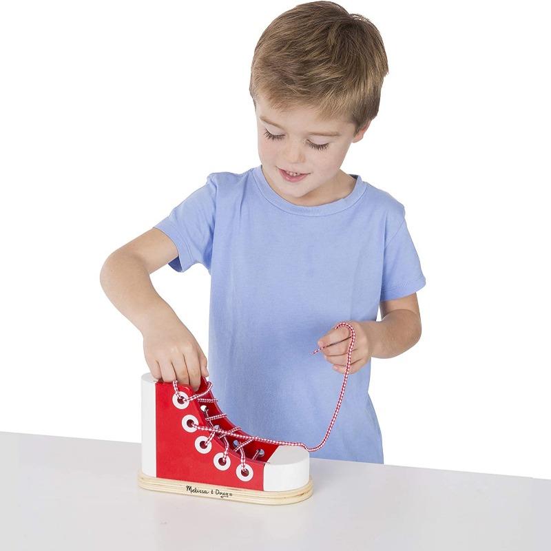Melissa And Doug Deluxe Wood Lacing Sneaker - Learn to Tie a Shoe