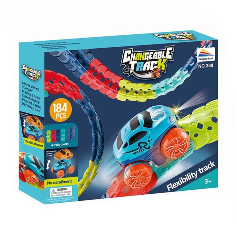 Changeable Track With Led Light Up Race Car 184 Pcs