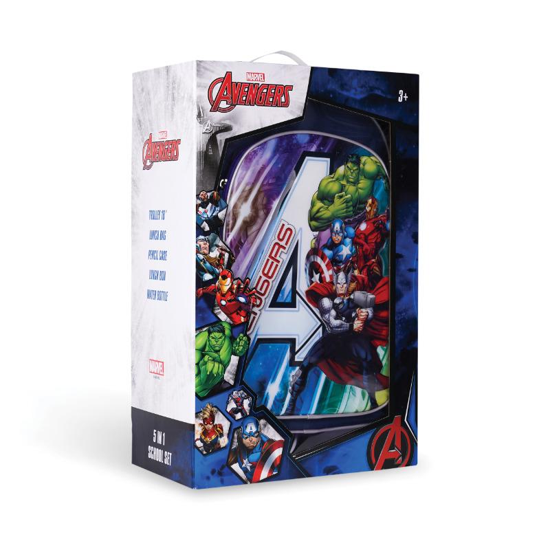 مارفل أفنجرز - مجموعة الحقيبة المدرسية بعجلات 5 في 1 - مايتي أفنجرز