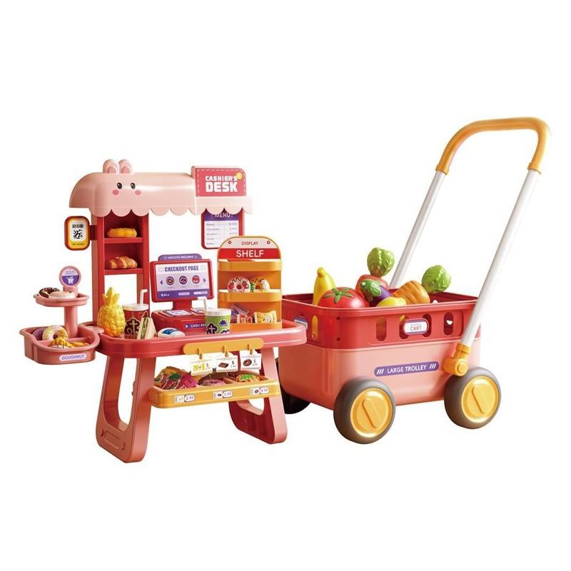 مجموعة لعبة عربة التسوق التظاهرية للاطفال