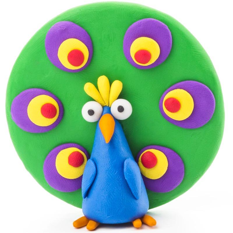 Hey Clay Modeling Clay Birds 1 figure - Peacock