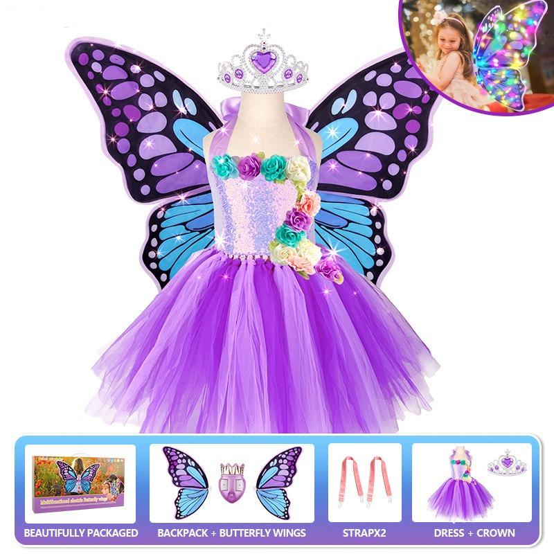 Veitch Electric Butterfly Wings Dress - Purple