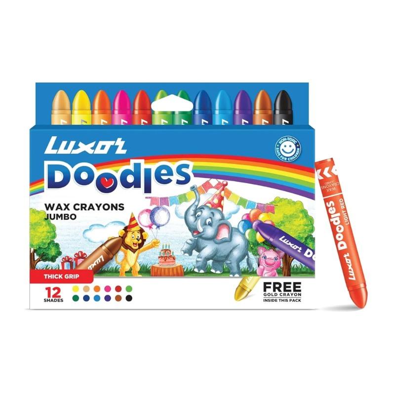 Luxor Jumbo Wax Crayons 90mmx11mm/12's-2372