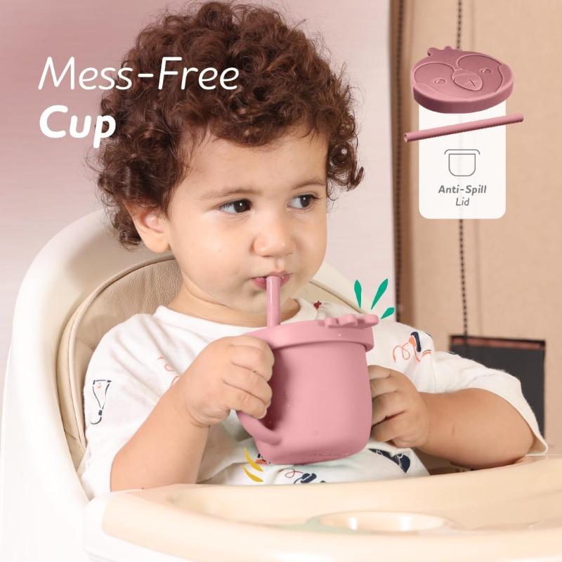 Bimbly Silicone Baby Straw Cup Set 4 Pcs Pink