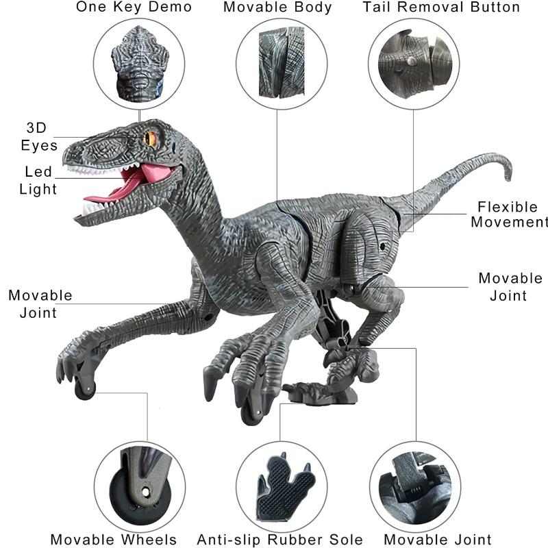 Sunmir Toys RC Dinosaur Leader Velociraptor Simulation Walking
