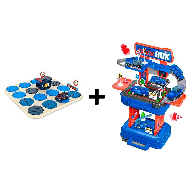 Buy 1 Get 1 2 in 1 Police Parking Lot Playset + Labyrinth Track Police Car - 34pcs