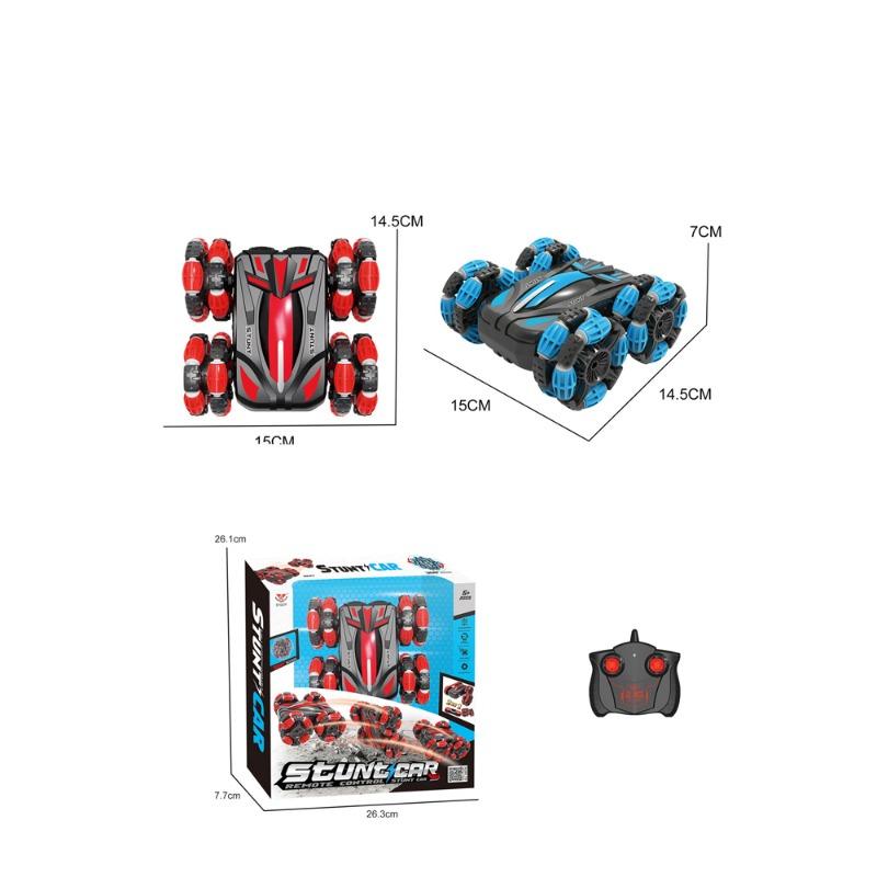 مركبة بهلوانية مزدوجة الجوانب بالتحكم عن بعد 2 في 1 مع مسار وعجلة بتحكم فردي