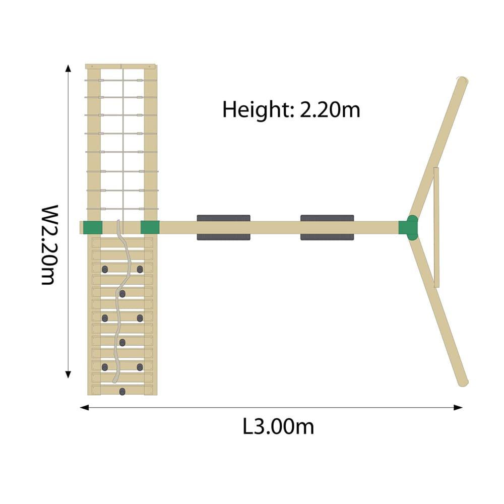 الأرجوحة المزدوجة الخشبية مع حبل التسلق والسلم الخشبي