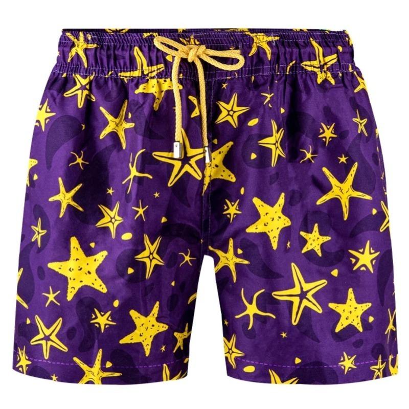 Seashell Stars Kids Swimming Short - Purple