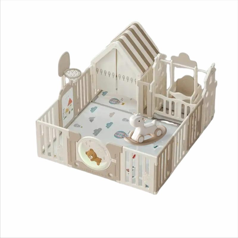 Kindergarten with Bear Moon Playground with Swing and Rocking Horse