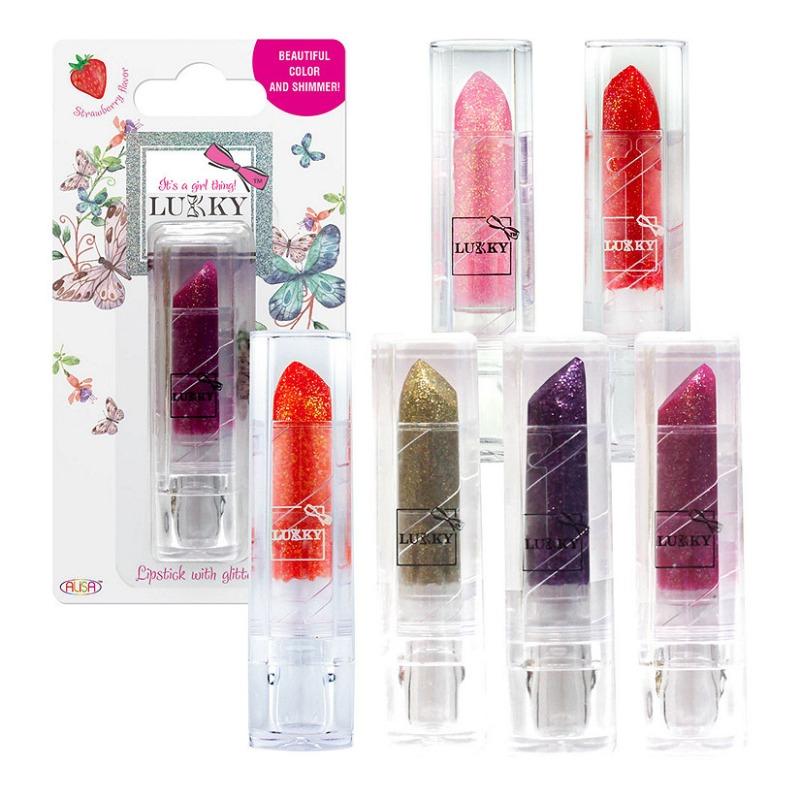 Lukky Strawberry Glitter Lipstick, Multi Colors -1 pc