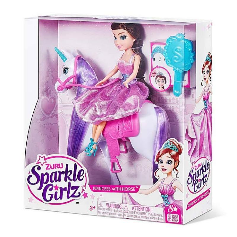 Sparkle Girlz Unicorn And Princess Doll With Carriage