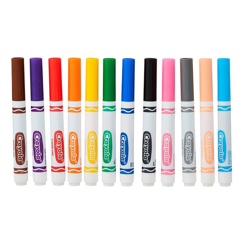 كرايولا - اقلام تلوين فلوماستير خط عريض 12 لون