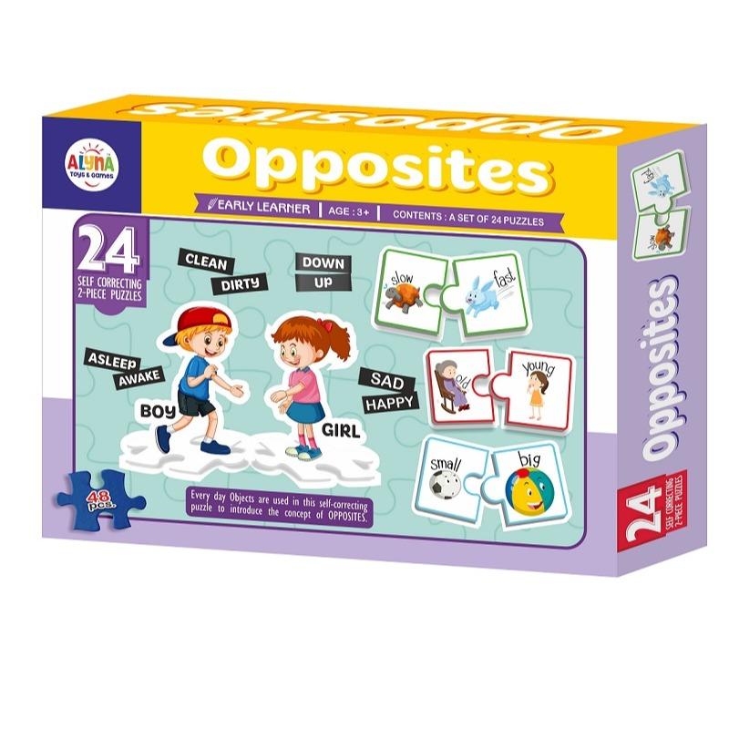 Early Learner Opposites Puzzle – 24 Pairs, 48 Pieces Educational Set for Kids