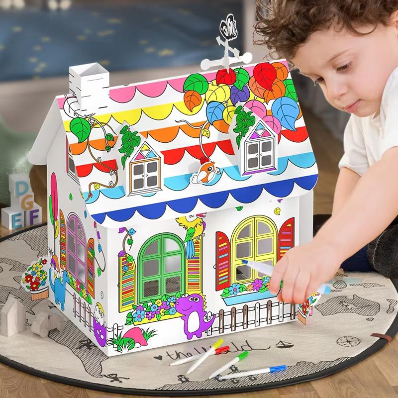 مجموعة تلوين الورق المقوى ثلاثي الأبعاد بتصميم الفيلا