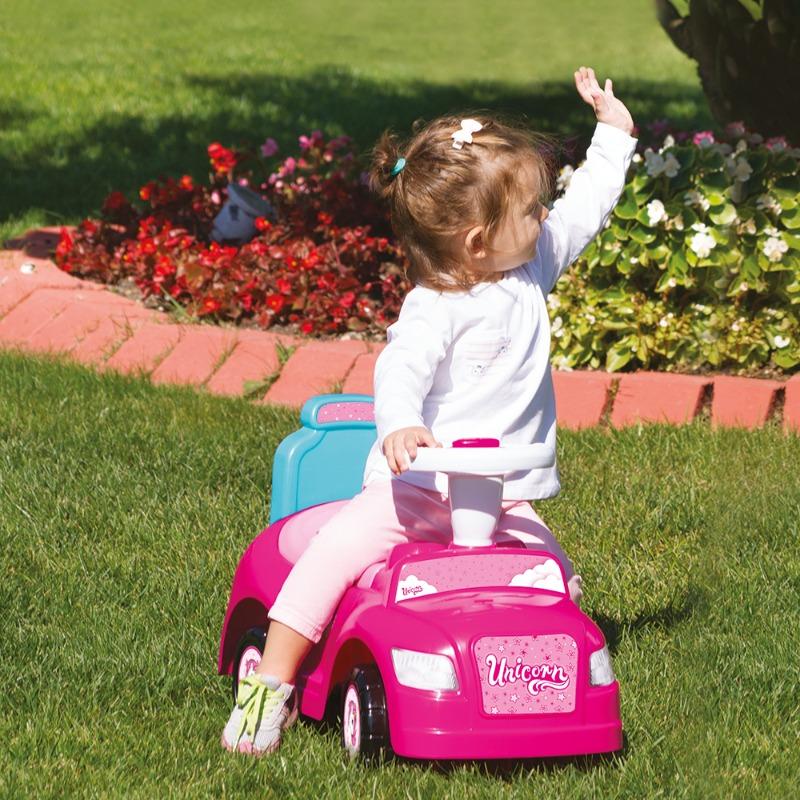 دولو - سيارة دفع للأطفال تصميم يونيكورن 2 في 1