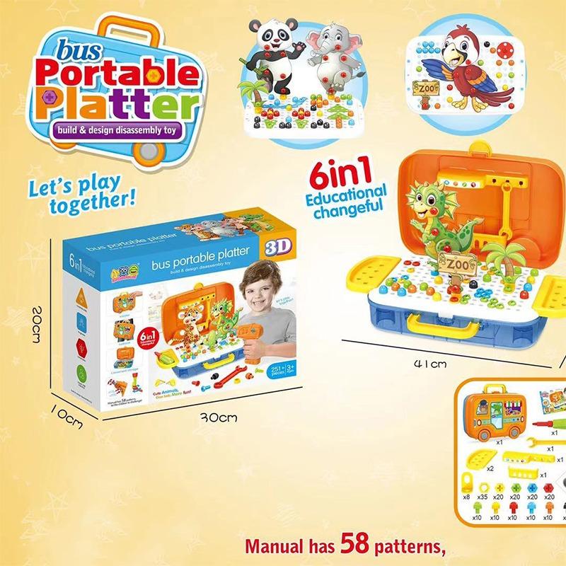 حقيبة مجموعة البناء والتركيب بتصميم الحافلة