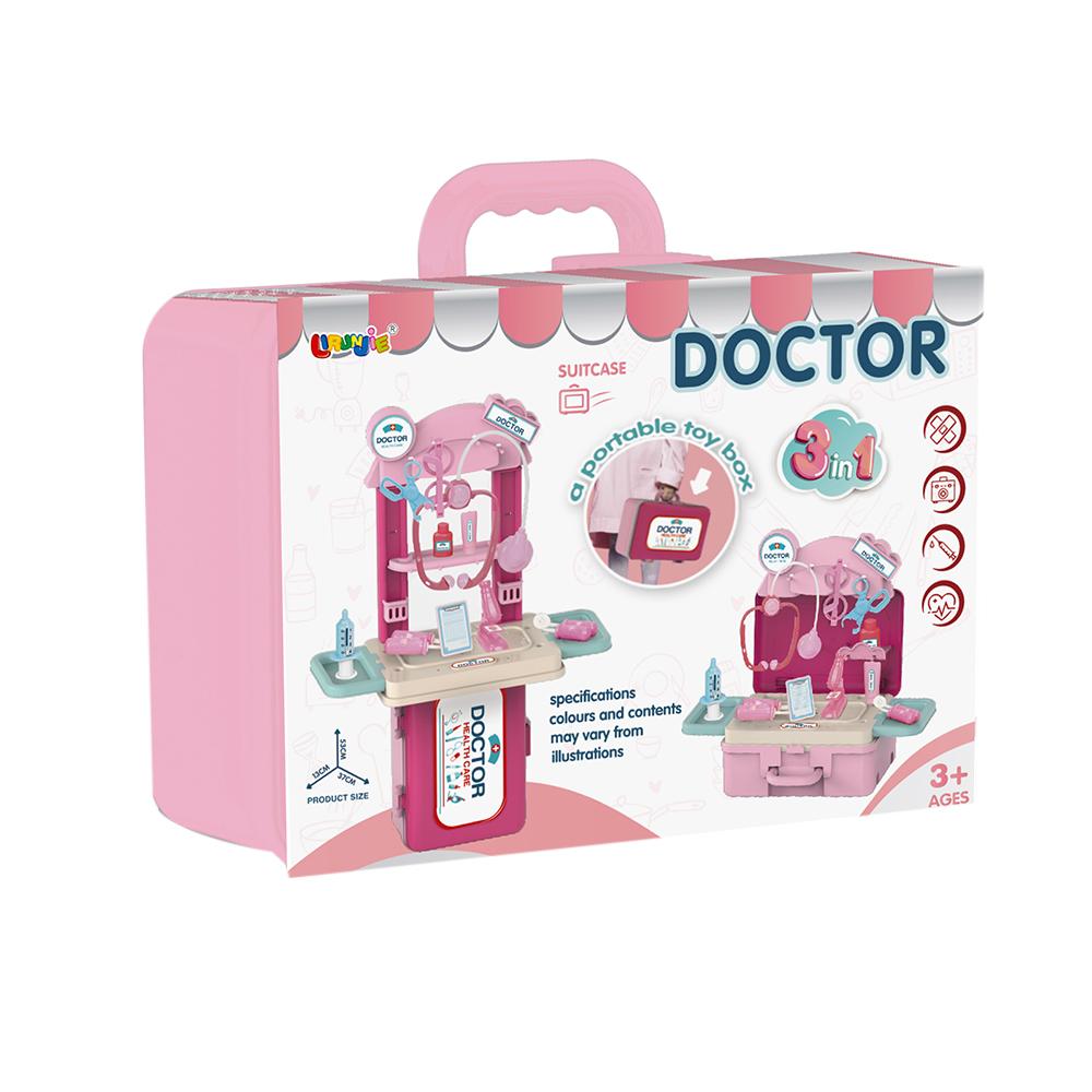 مجموعة أدوات الطبيب 3 في 1 - وردي