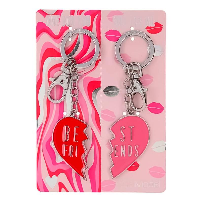 Top Model Heart Shaped Keychain Two Pieces - Multiple Colors