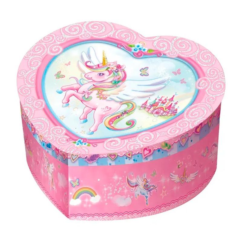 Unicorn Printed Musical Jewelry Box - Heart Shape