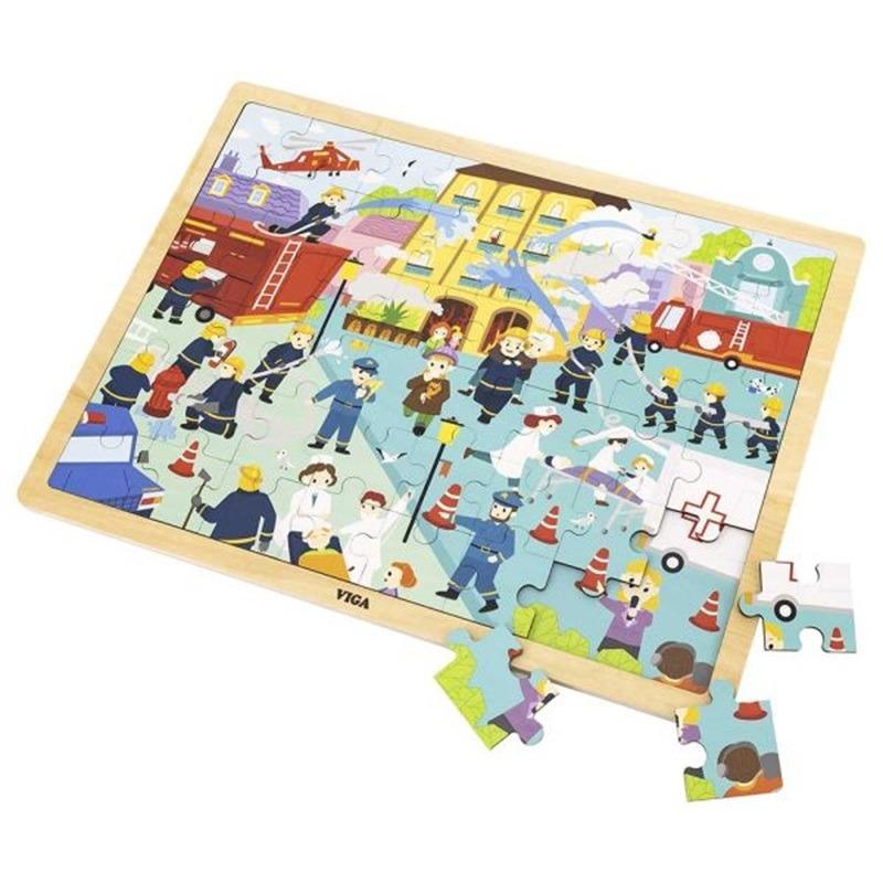 Viga Wooden Fire Fighting Puzzle - 48 Pcs