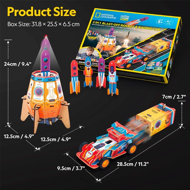 National Geographic 2 in 1 Blast Off Rocket And Racing Car