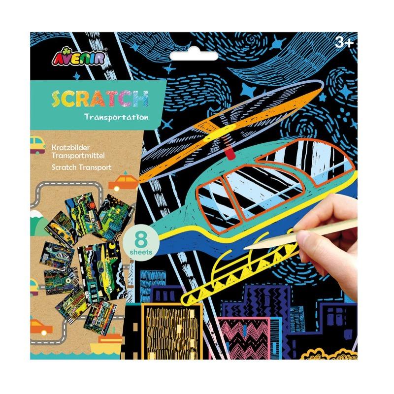 Avenir Scratch Art Kit 8 Pack - Transportation