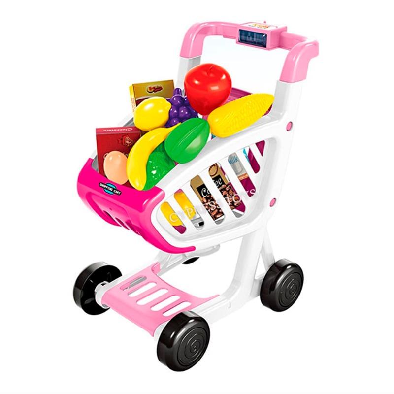 Kids Supermarket Shopping Cart 41 Pcs - Pink