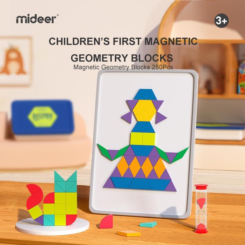 Mideer Magnetic Wooden Geometry Blocks - 250pcs