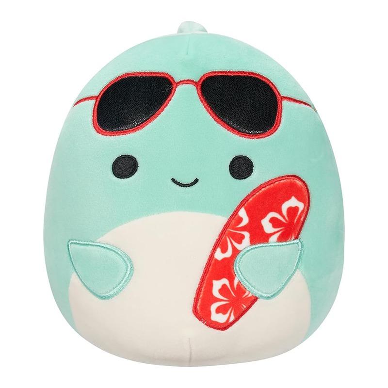 Squishmallows 7.5 Inch Perry Teal Dolphin with Red Surfboard