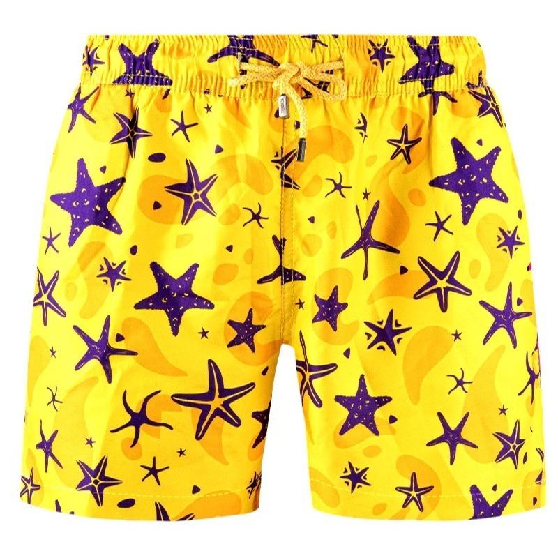Seashell Stars Kids Swimming Short - Yellow