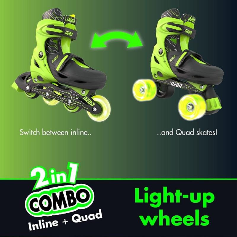 Yvolution Green Neon Combo Skates - Size 34-37