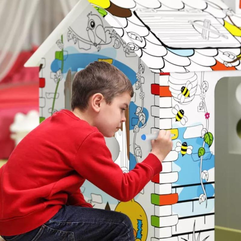 مجموعة تلوين الورق المقوى ثلاثي الأبعاد بتصميم المنزل