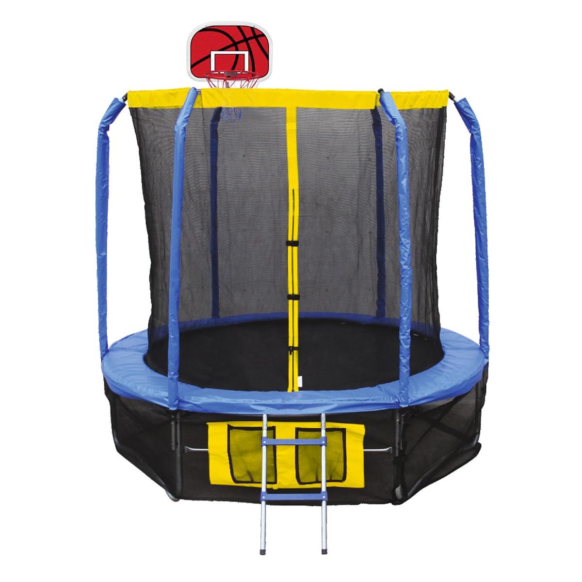 Crazy Jumper 8Ft Trampoline With Basketball Hoop And Enclosure