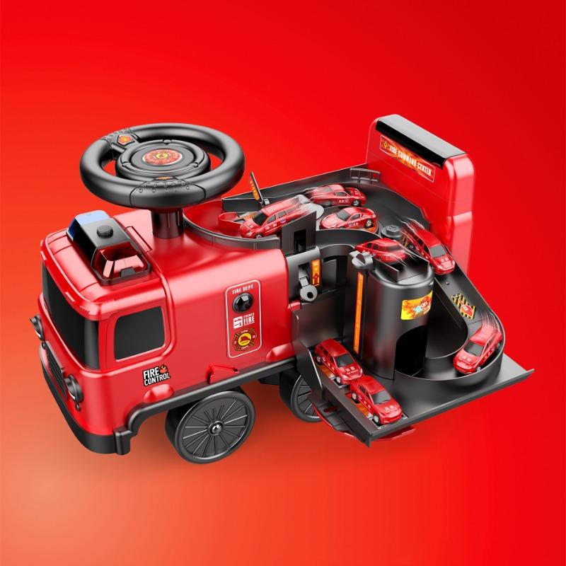 Dearbong 2 In 1 Electric Fire Truck Ride On Car