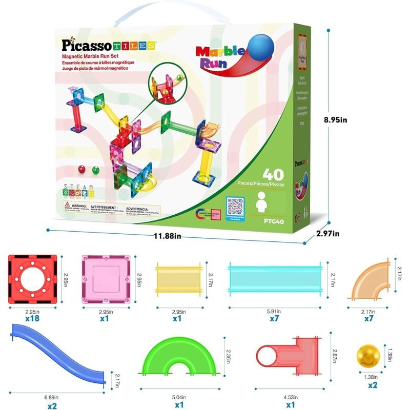 مسار بيكاسو المغناطيسي للكرات الرخامية 40 قطعة