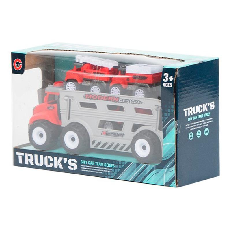 Fire Truck Transporter Set - Red