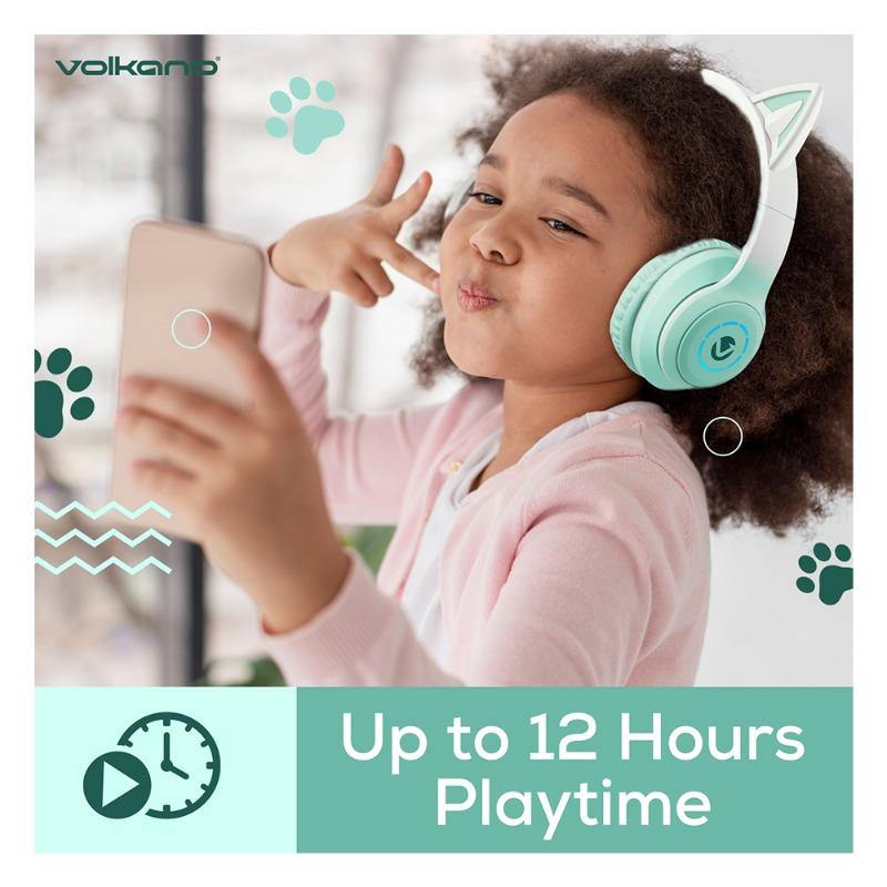 Volkano Whisker - Bluetooth Cat Ear Headphones - Green Color