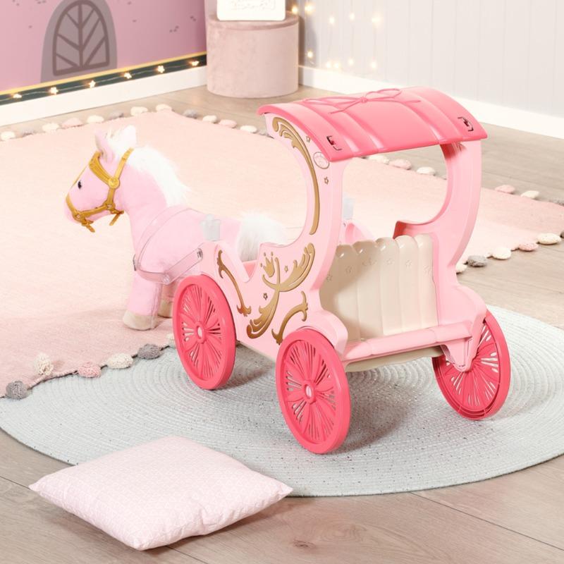 بيبي أنابيل - عربة سحب الدمية مع المهر الوردي