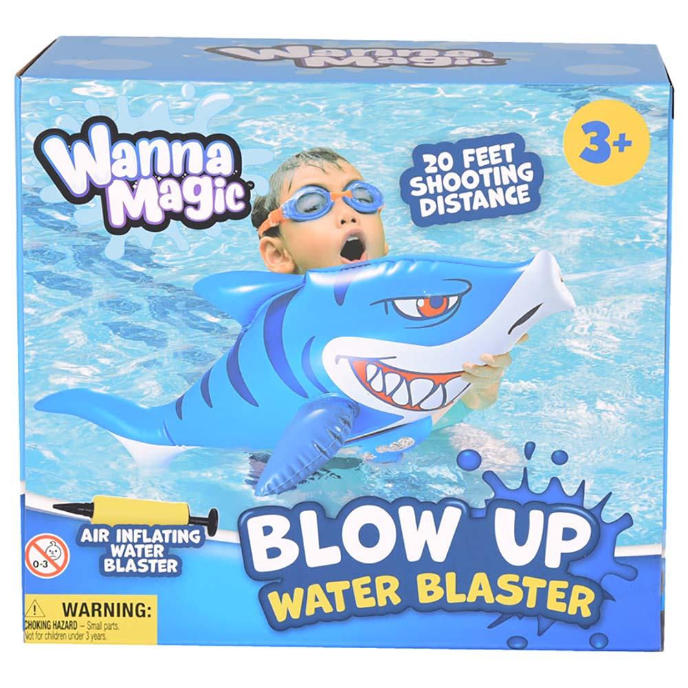 Wanna Magic - Blow Up Air Blaster Inflatable Shark Water Toy Gun - Blue